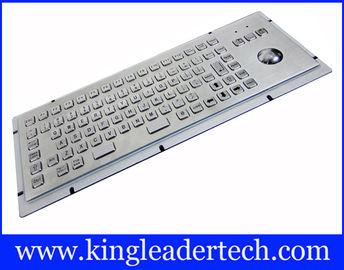 Brushed Metal Kiosk Stainless Steel Panel Mount Keyboard With Optical Trackball And FN Keys