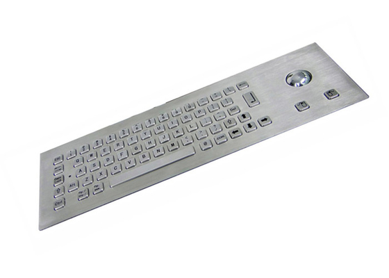 IP65 Brushed SS Metal Industrial Keyboard With Trackball 64 Keys